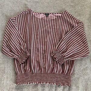 Ann Taylor Factory Red and White Patterned Blouse